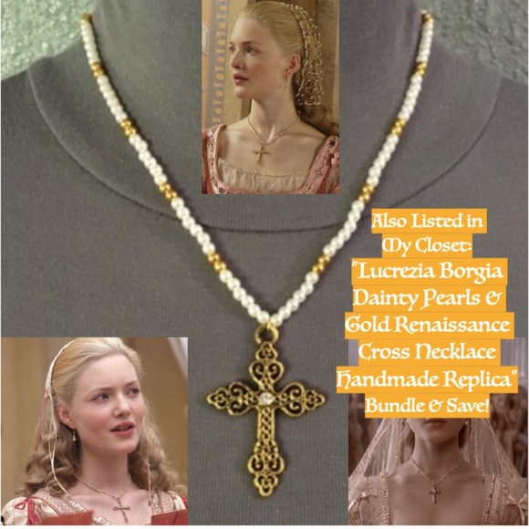 Lucrezia Borgia Gold Seahorse with Pearls Renaissance Necklace, Handmade Replica - Picture 16 of 16